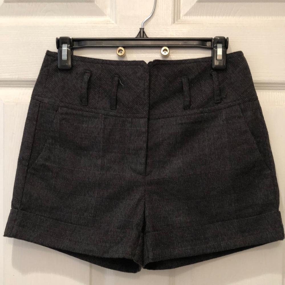 Forever 21 XXI Gray Plaid Print High Waisted Tailored Dress Shorts